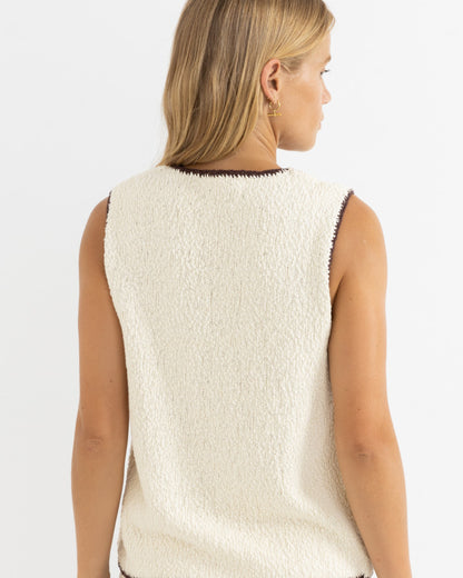 ADELE CONTRAST LONGLINE KNIT VEST cream