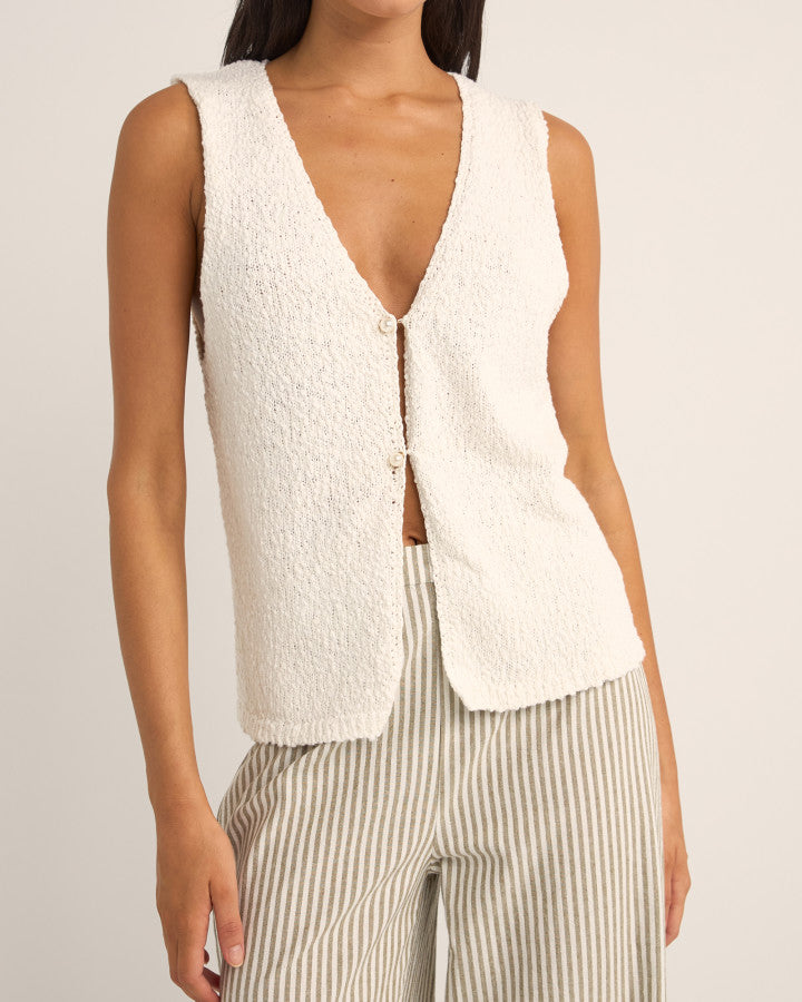 ADELE LONGLINE KNIT VEST WHITE