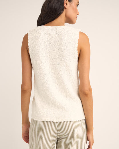 ADELE LONGLINE KNIT VEST WHITE