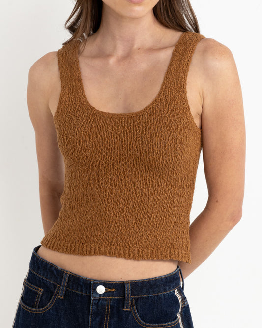 ADELE SCOOP NECK KNIT TOP CARAMEL