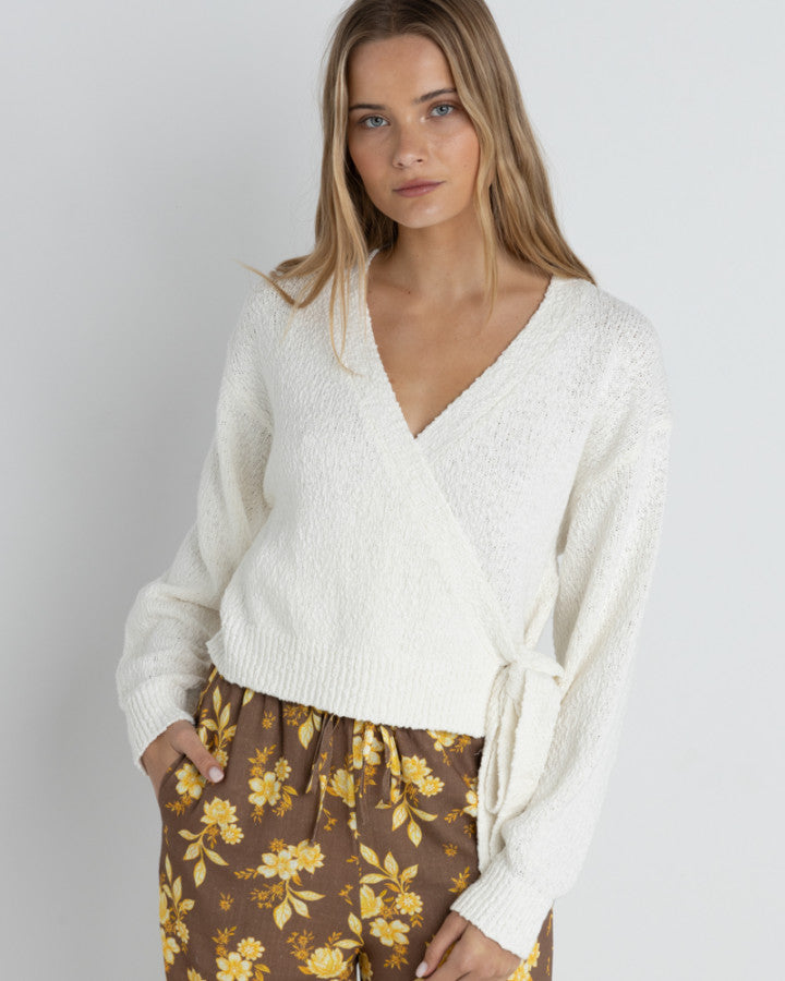 ADELE WRAP FRONT KNIT WHITE