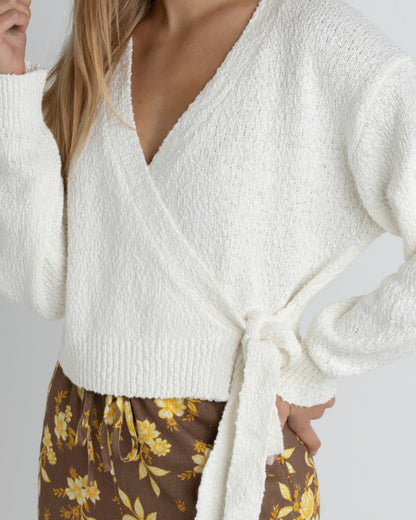 ADELE WRAP FRONT KNIT WHITE