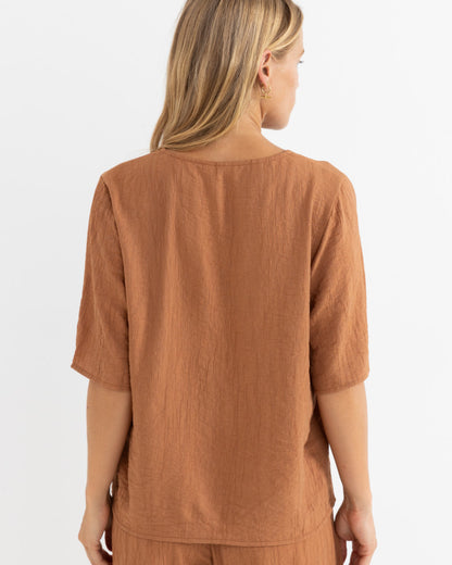 AIRLIE SHORT SLEEVE TOP almond