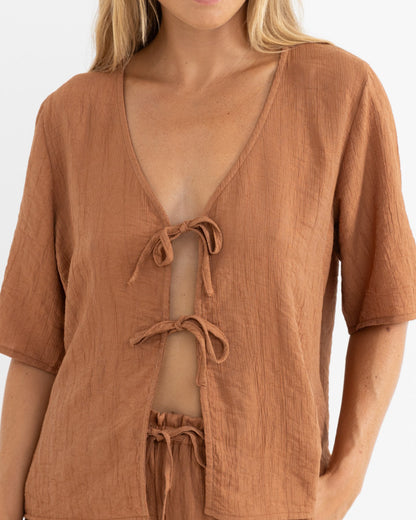 AIRLIE SHORT SLEEVE TOP almond