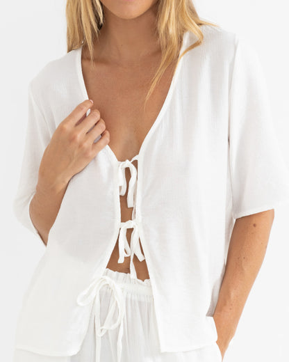 AIRLIE SHORT SLEEVE TOP white