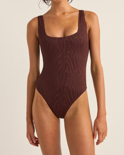 AMAZON SQUARE NECK ONE PIECE CHOCOLATE