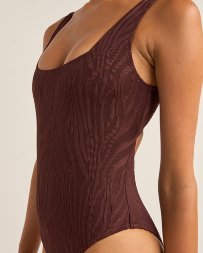 AMAZON SQUARE NECK ONE PIECE CHOCOLATE