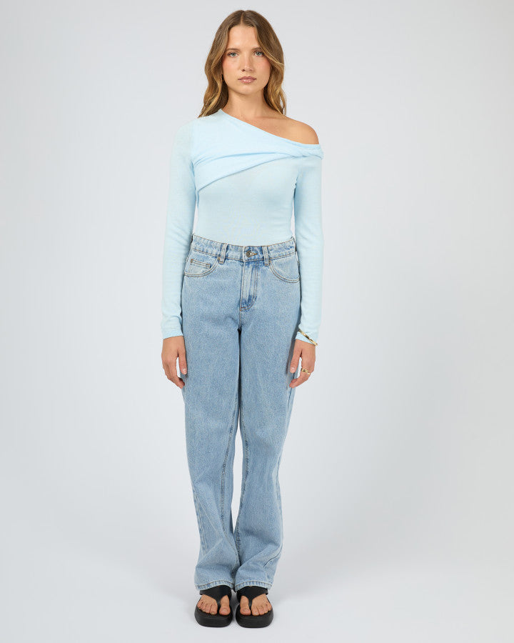ASHTON KNIT LAYERED L/S TOP light blue