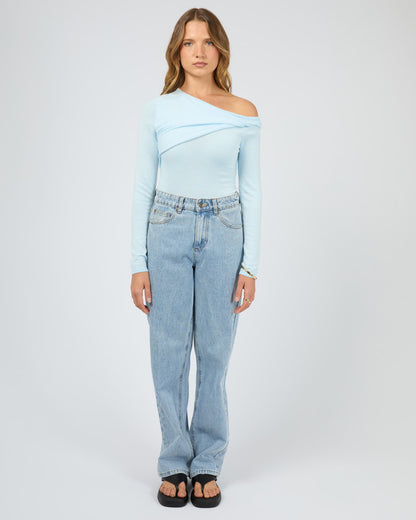 ASHTON KNIT LAYERED L/S TOP light blue