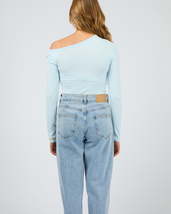 ASHTON KNIT LAYERED L/S TOP light blue