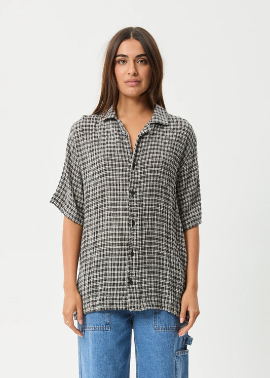 Asta - Seersucker Regular Shirt - Steel Check
