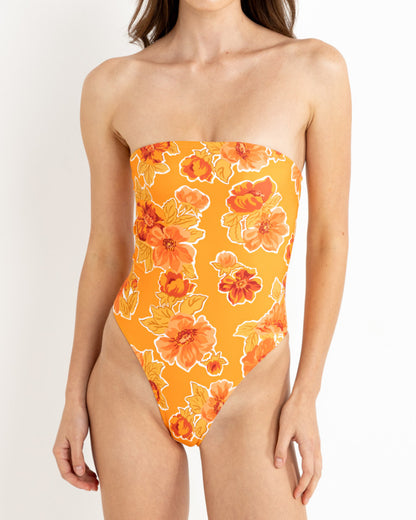 AYLA FLORAL STRAPLESS ONE PIECE ORANGE