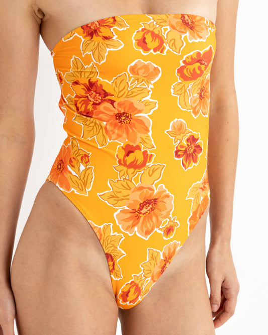 AYLA FLORAL STRAPLESS ONE PIECE ORANGE