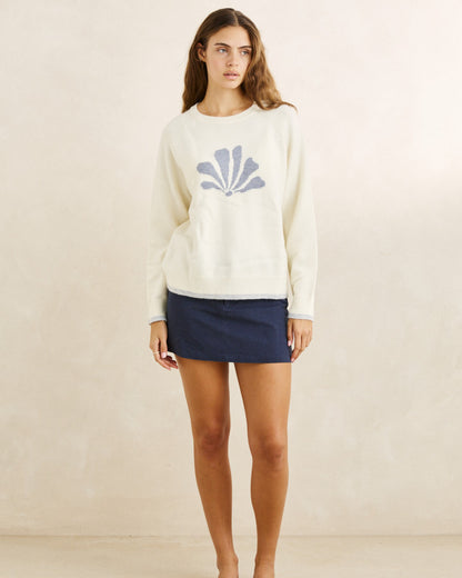 BAYSIDE CREW NECK KNIT vintage white