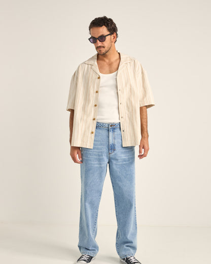 BENNY RELAXED STRIPE SS SHIRT CREAM