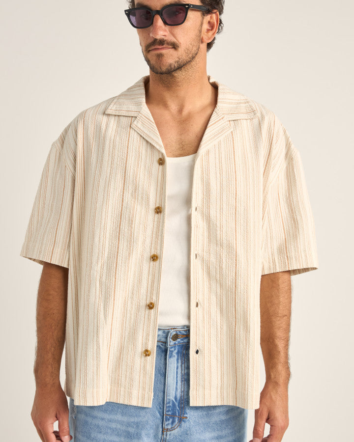 BENNY RELAXED STRIPE SS SHIRT CREAM