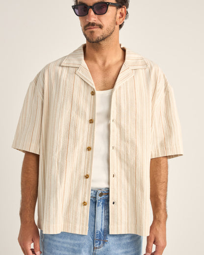 BENNY RELAXED STRIPE SS SHIRT CREAM
