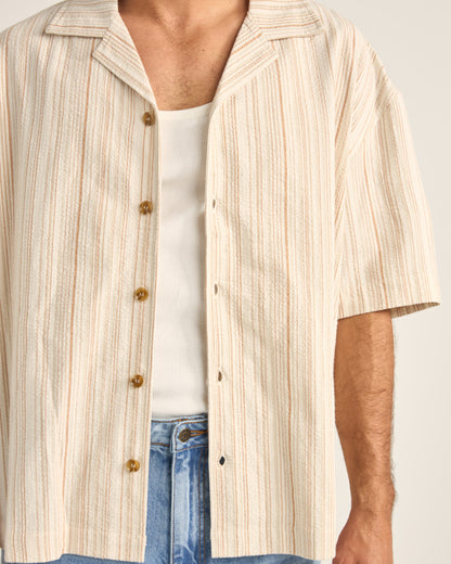 BENNY RELAXED STRIPE SS SHIRT CREAM