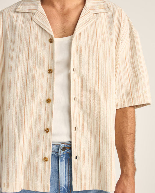 BENNY RELAXED STRIPE SS SHIRT CREAM