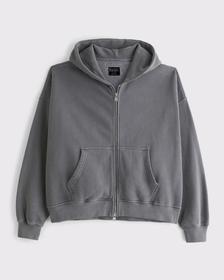 BOX ZIP HOODIE black