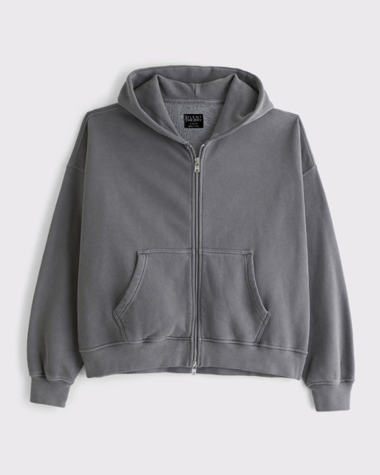 BOX ZIP HOODIE black