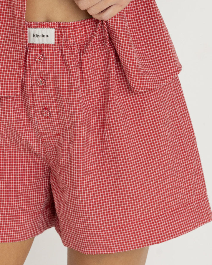 CHECK BOXER SHORT RED