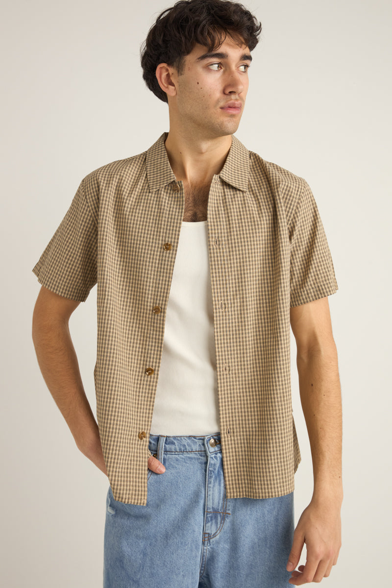 CHECK SS SHIRT SAND