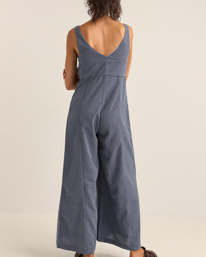 CHECK WIDE LEG JUMPSUIT