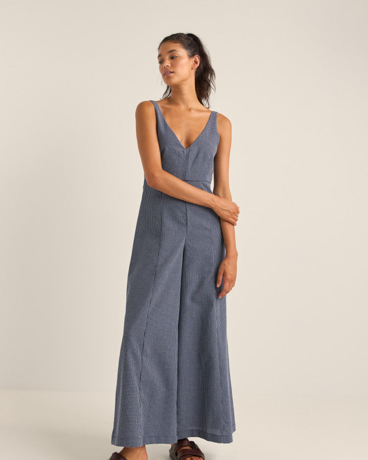 CHECK WIDE LEG JUMPSUIT