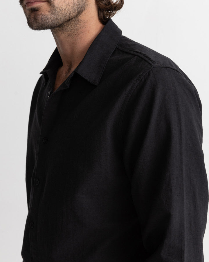 CLASSIC LINEN LS SHIRT black