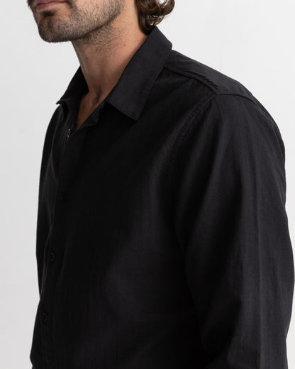 CLASSIC LINEN LS SHIRT black