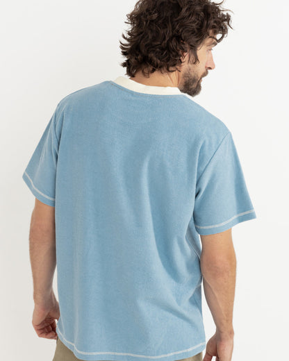 CONTRAST VINTAGE TERRY SS T-SHIRT MINERAL BLUE