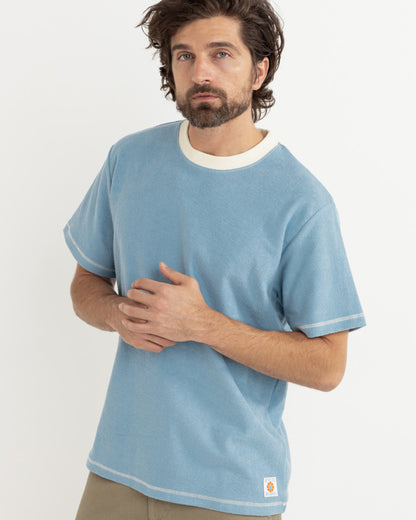 CONTRAST VINTAGE TERRY SS T-SHIRT MINERAL BLUE