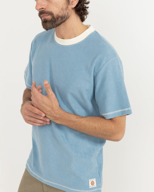 CONTRAST VINTAGE TERRY SS T-SHIRT MINERAL BLUE