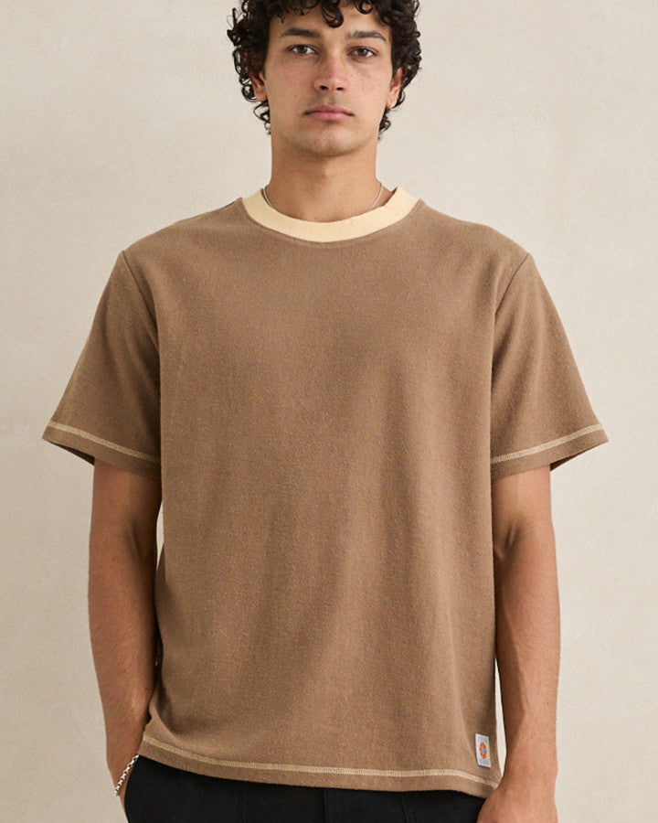 CONTRAST VINTAGE TERRY SS T-SHIRT latte