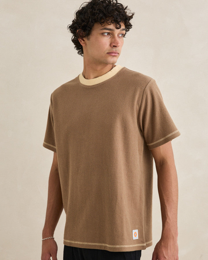 CONTRAST VINTAGE TERRY SS T-SHIRT latte