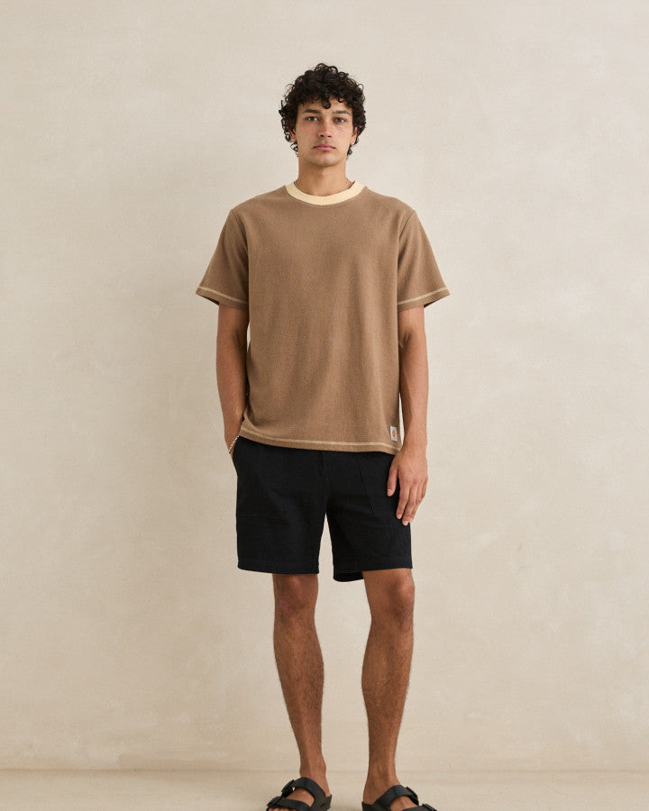 CONTRAST VINTAGE TERRY SS T-SHIRT latte