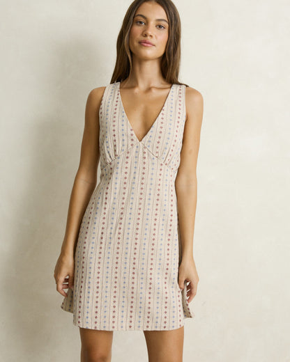 DAISY FLORAL MINI DRESS sand