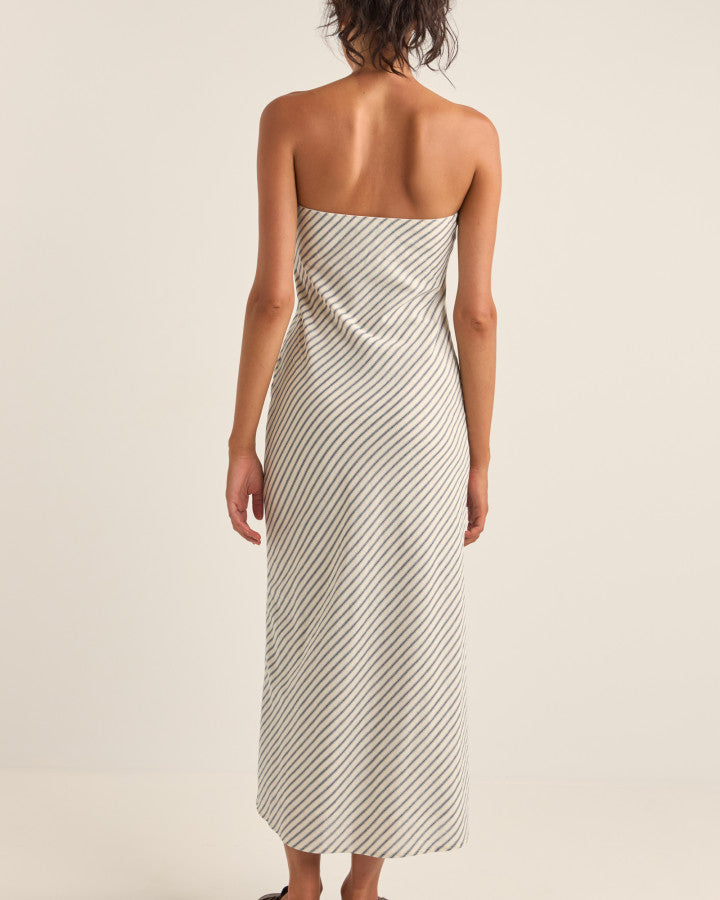 DALIA BIAS MIDI DRESS NAVY STRIPE