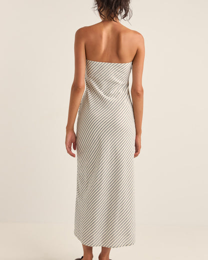 DALIA BIAS MIDI DRESS NAVY STRIPE