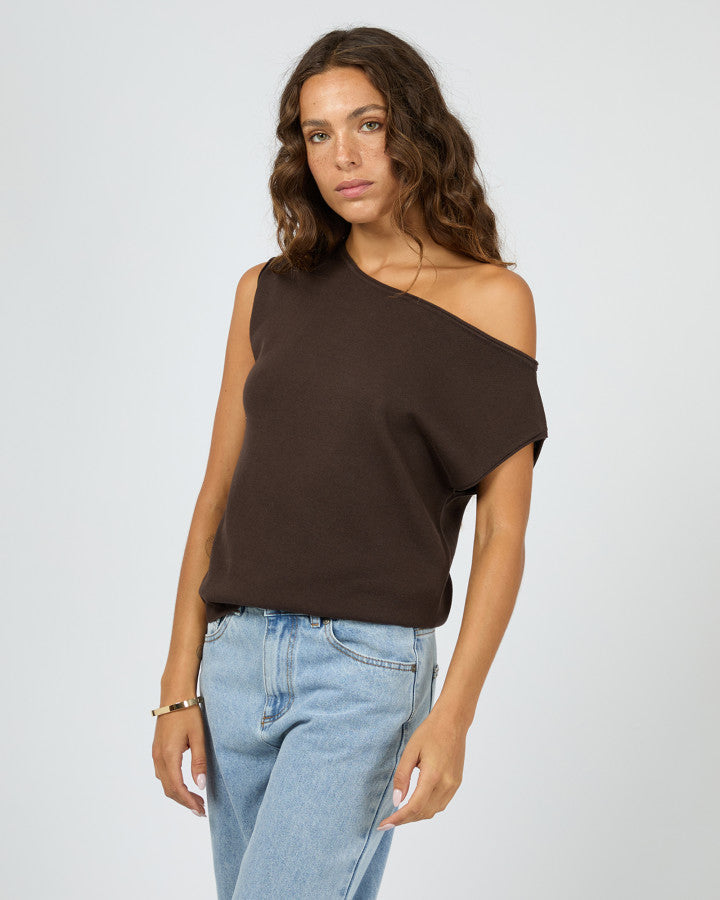 ELLIS OFF THE SHOULDER TOP chocolate