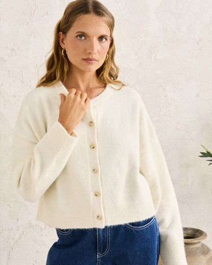 ESTELLE FLUFFY CARDIGAN cream