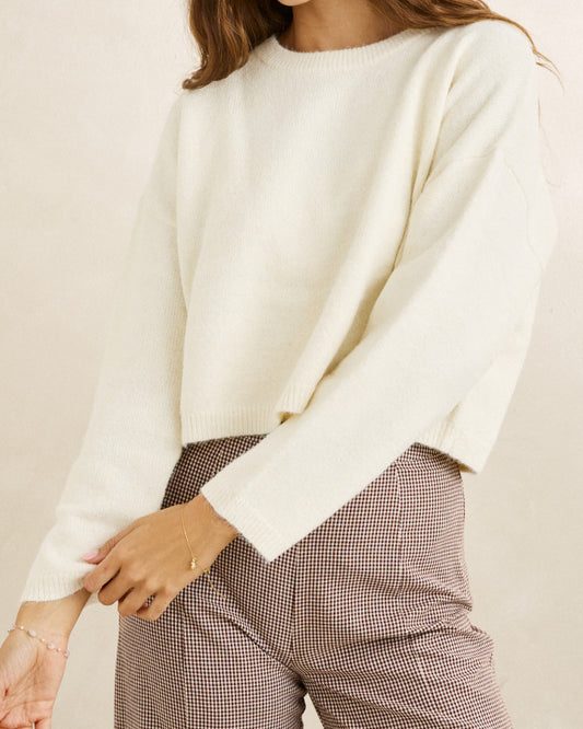 ESTELLE FLUFFY CREW NECK KNIT cream