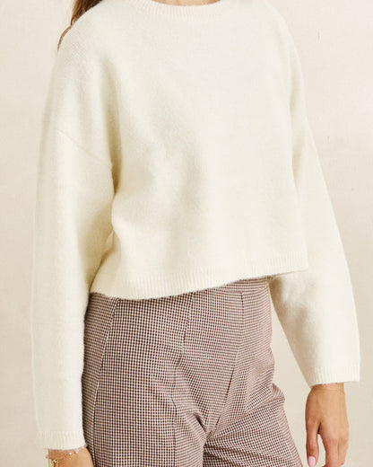 ESTELLE FLUFFY CREW NECK KNIT cream