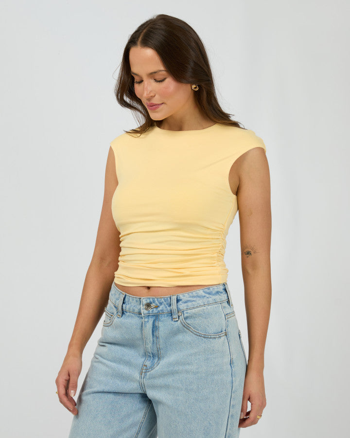 EVIE RUCHED TOP LEMON