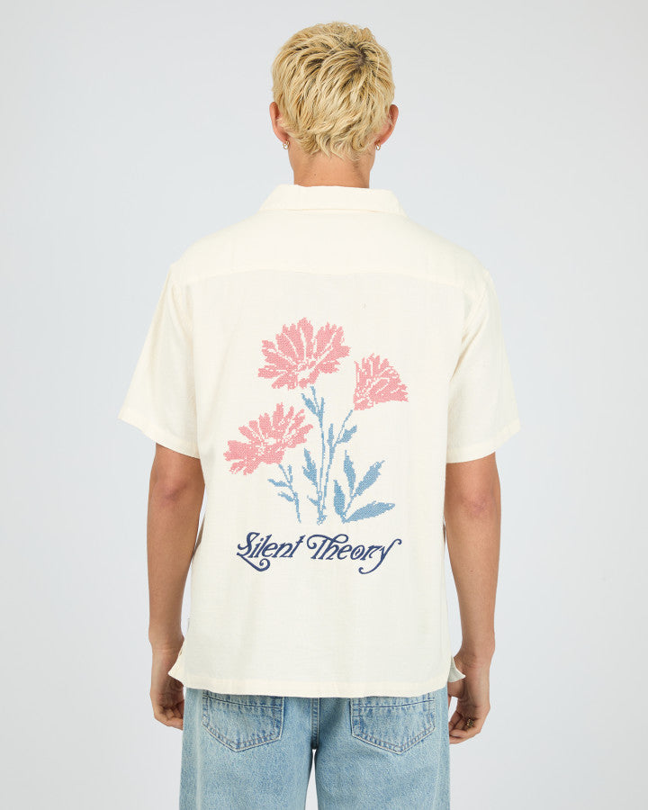 FLORAL CROSS STITCH SS SHIRT nat