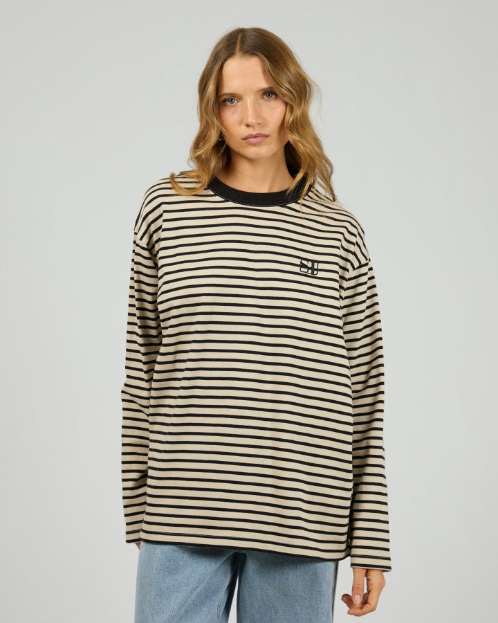 FOUNDATION STRIPE L/S TEE black