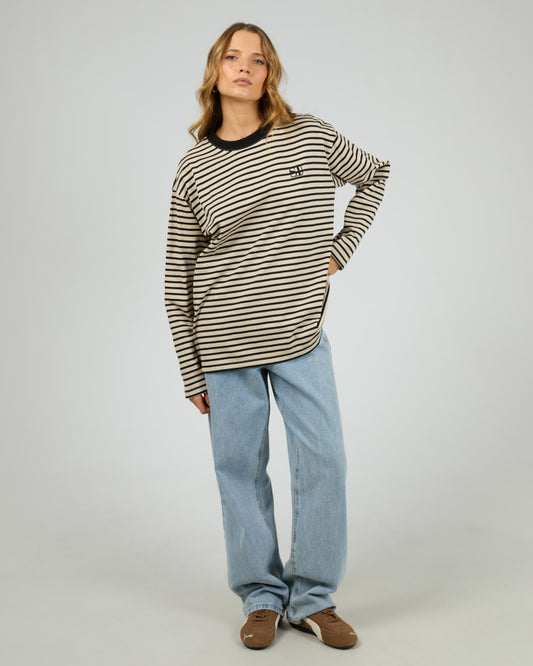 FOUNDATION STRIPE L/S TEE black