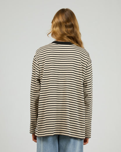 FOUNDATION STRIPE L/S TEE black