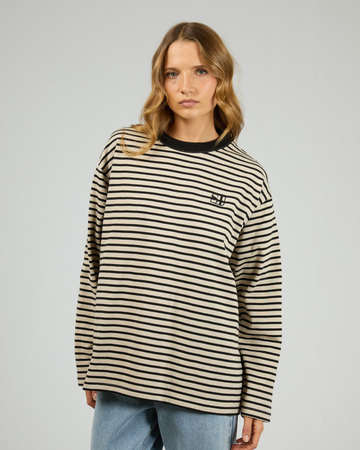 FOUNDATION STRIPE L/S TEE black